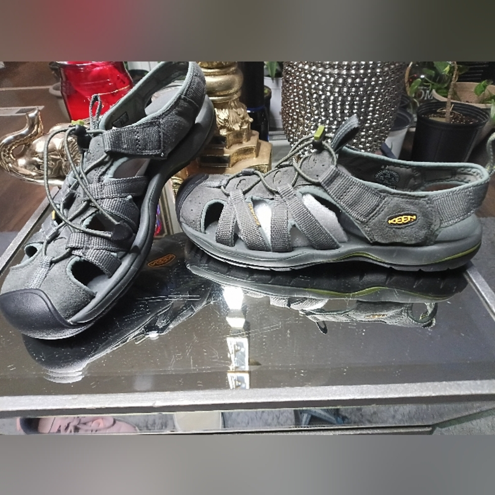 Keen Men's Gray Outdoor Sport Sandals with Olive Trim